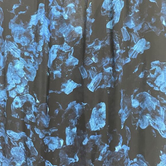 NWT‎ Parker NYC Silk Wrap Blouse M Teal Black Rainstorm Artsy Quiet Luxury - Picture 7 of 7